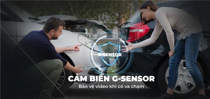 Vietmap TS-C9P được trang bị cảm biến G-Sensor giúp bảo vệ video khi có va chạm