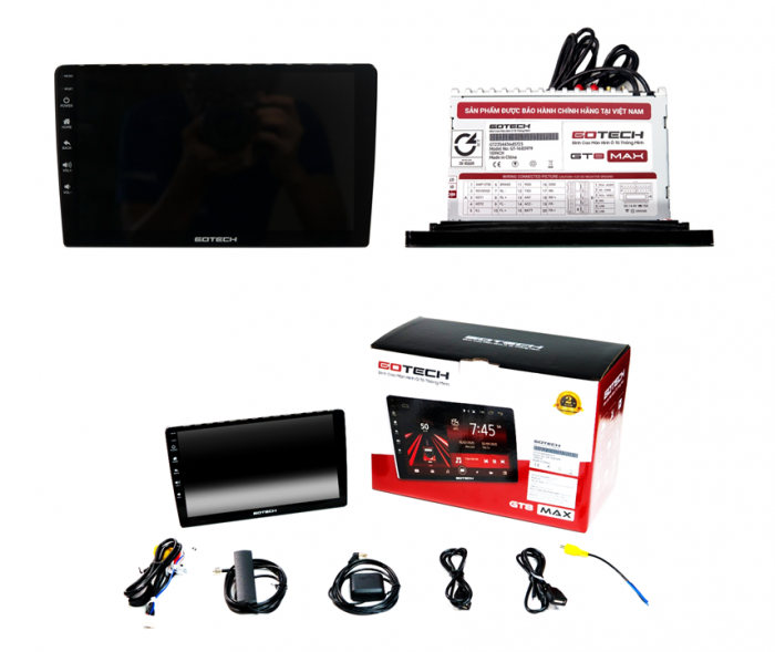 Bộ sản phẩm lắp đặt màn hình Gotech cho xe chevrolet Spark 2018