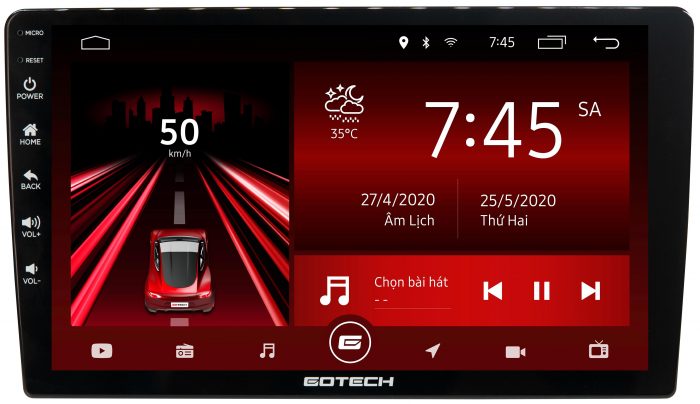 Giao diện màn hình ô tô thông minh Gotech cho xe Kia Rio