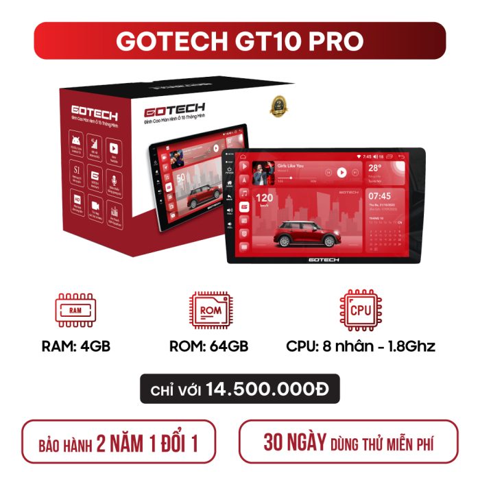 Màn hình ô tô Gotech GT10 PRO chính hãng tại Panda Auto 483 Nguyễn Khang, Hà Nội