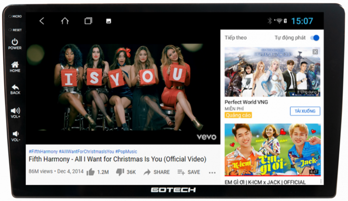 Giải trí trên màn hình Gotech GT 360 Base