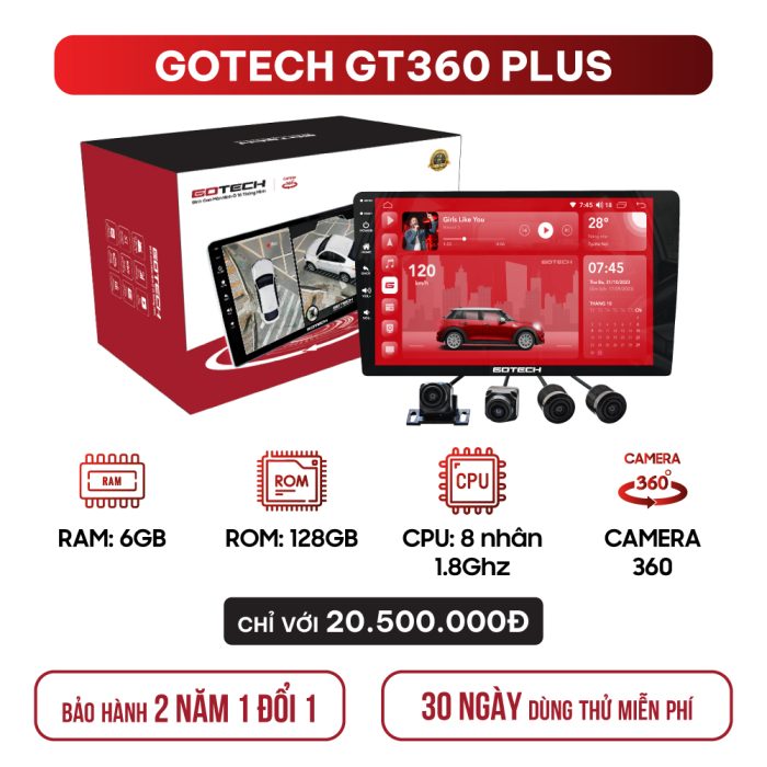 Màn hình ô tô thông minh Gotech GT360 Plus chính hãng tại Panda Auto 483 Nguyễn Khang, Cầu Giấy, Hà Nội