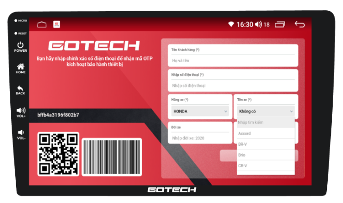 Bảo hành điện tử vô cùng tiện lợi trên màn hình Gotech GC6