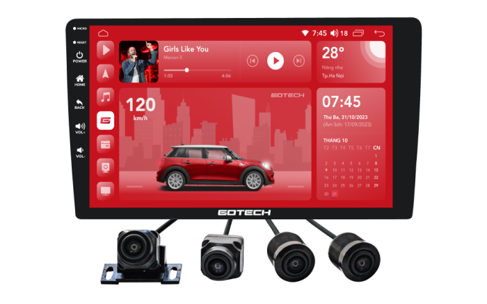 Màn hình Gotech GC360 có giao diện sang trọng, nâng cao thẩm mỹ cho khoang nội thất