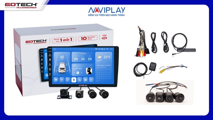 Bộ sản phẩm màn hình ô tô NAVIPLAY NC360 chính hãng tại Panda Auto