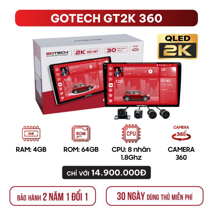 Màn hình ô tô Gotech GT2K 360
