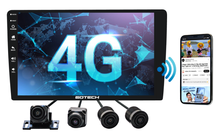 Màn hình GOTECH GC360 sử dụng kết nối 4G tốc độ cao thông qua sim, mang đến trải nghiệm người dùng mượt mà và đáng tin cậy
