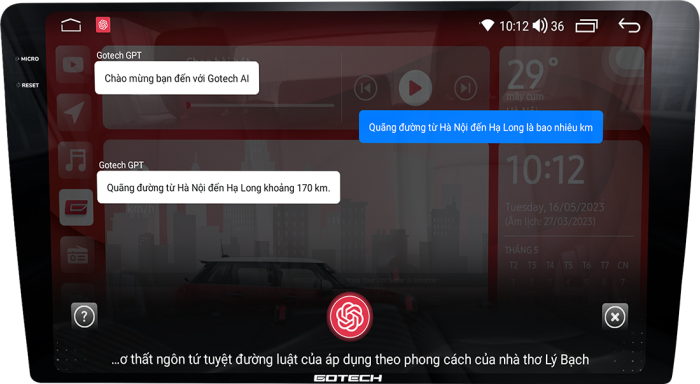 Màn hình Gotech GT2K Pro ra lệnh giọng nói thông minh