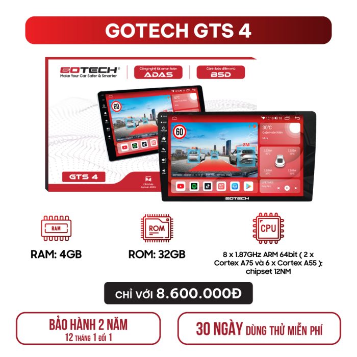Màn hình android ô tô Gotech GTS4