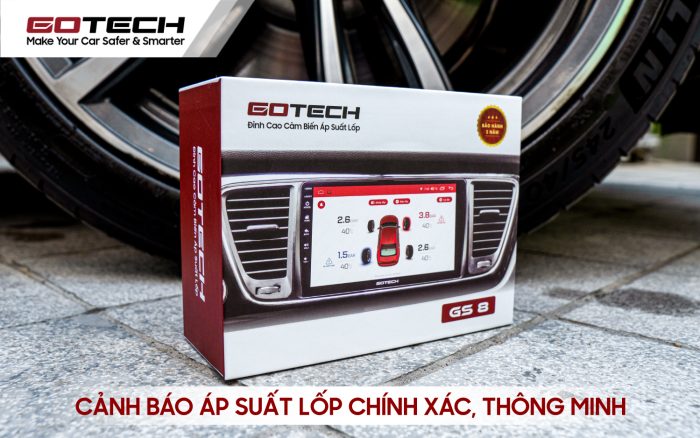 Cảm biến lốp Gotech GS8 tích hợp lên màn hình android ô tô hỗ trợ giám sát lốp hiệu quả hơn