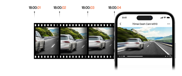 70mai dash cam M310 cho phép ghi hình Time-lapse giúp ghi hình liên tục ở chế độ đỗ xe