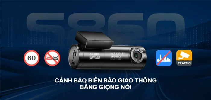 Cam hành trình Vietmap S860 hỗ trợ đắc lực cho người lái trong việc cảnh báo tốc độ, biển báo, camera phạt nguội,...