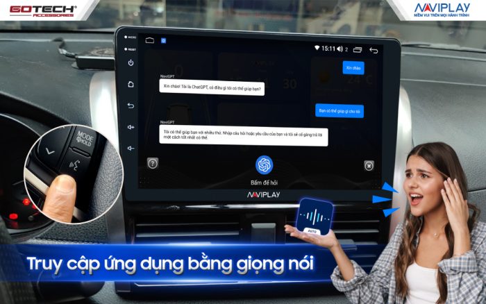 Màn hình giải trí ô tô Naviplay NVP4 ra lệnh giọng nói
