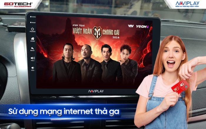 Màn hình giải trí ô tô Naviplay NVP4 hỗ trợ kết nối internet