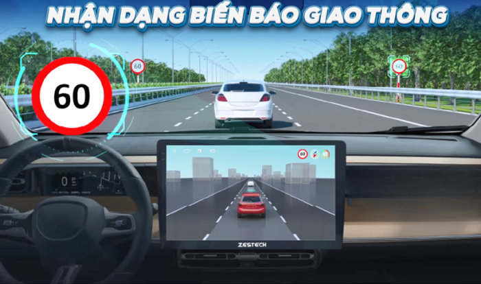 màn hình android zestech zx adas+ bản cao cấp nhận dạng biển báo sớm