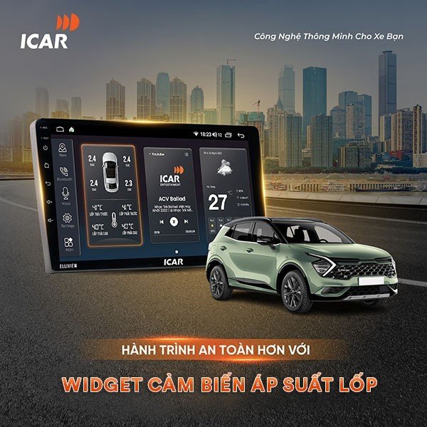 Màn hình android ICAR Elliview NEO hỗ trợ cài đặt cảm biến áp suất lốp