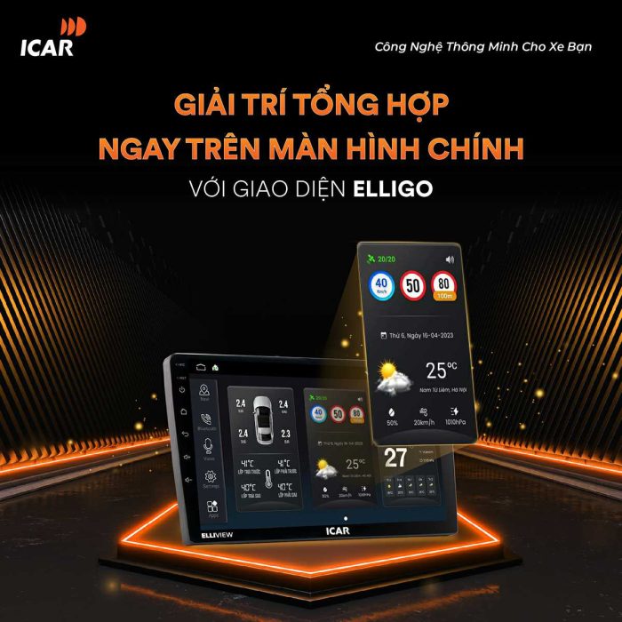 Màn hình android ICAR Elliview NEO có giao diện đẹp