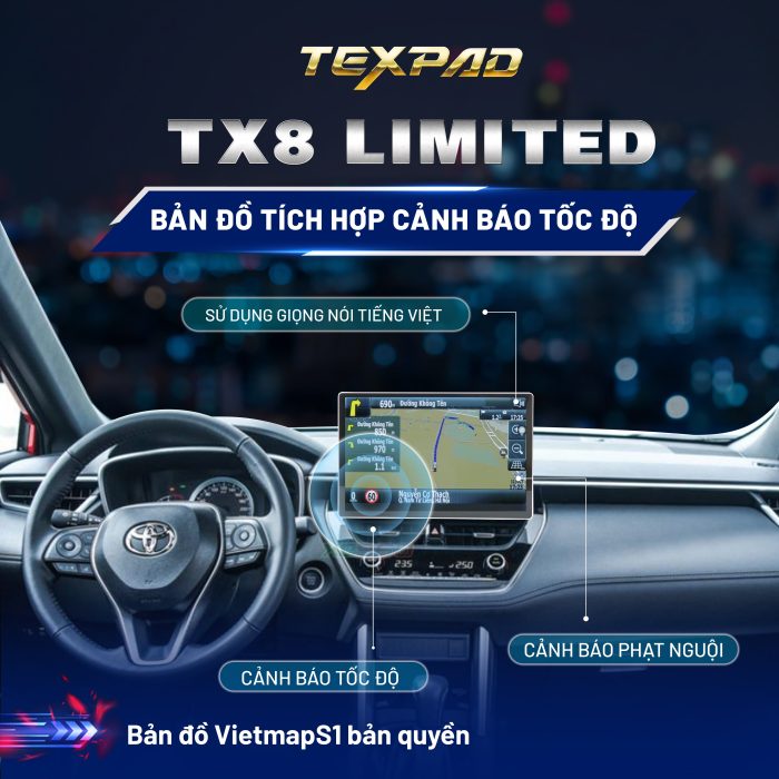 TexPad TX8 Limited Cảnh báo tốc độ trên ứng dụng chỉ đường thông minh