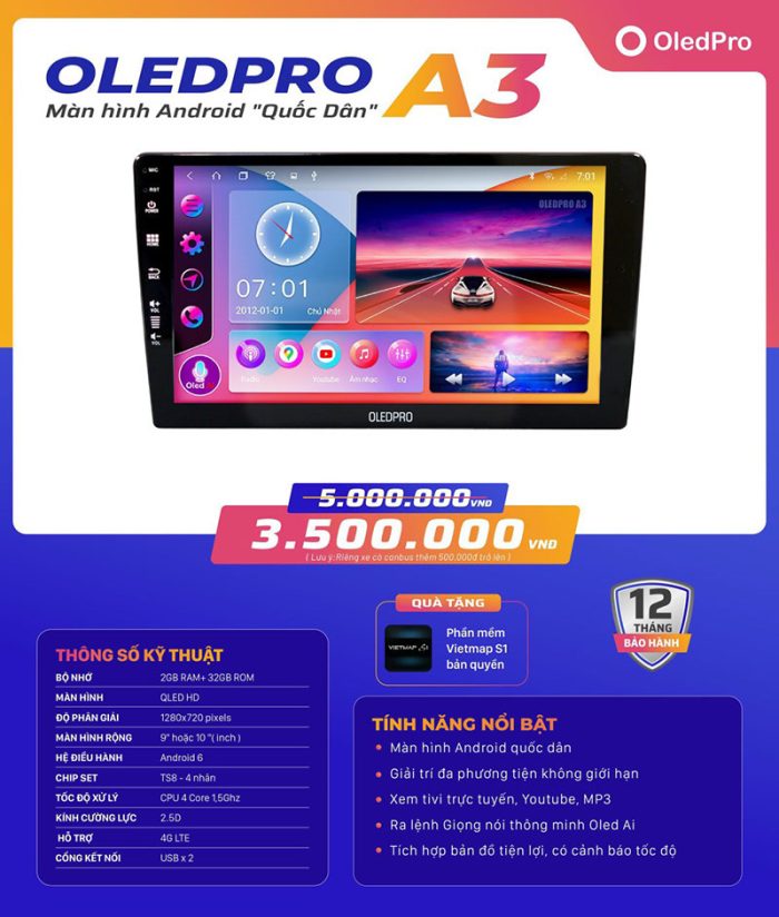 Màn hình android OledPro A3 new