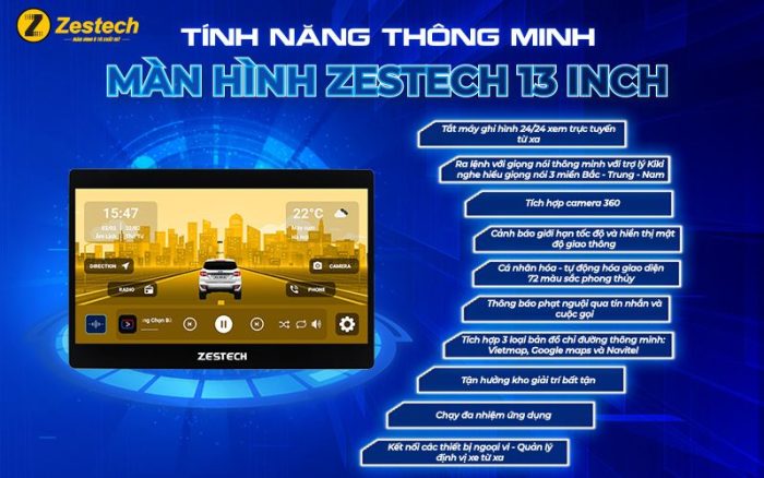 tính năng độc quyền của màn hình Zestech 13 inch 2 k