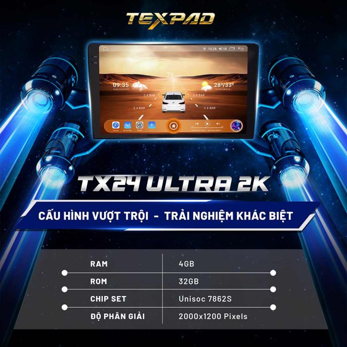Cấu hình màn hình ô tô texpad tx24 ultra 2k 