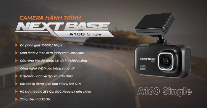 camera hành trnfh nextbase A160 single dashcam