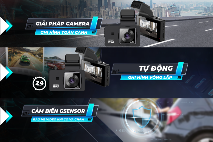 Camera hành trình Vietmap H9S tự động ghi hình 