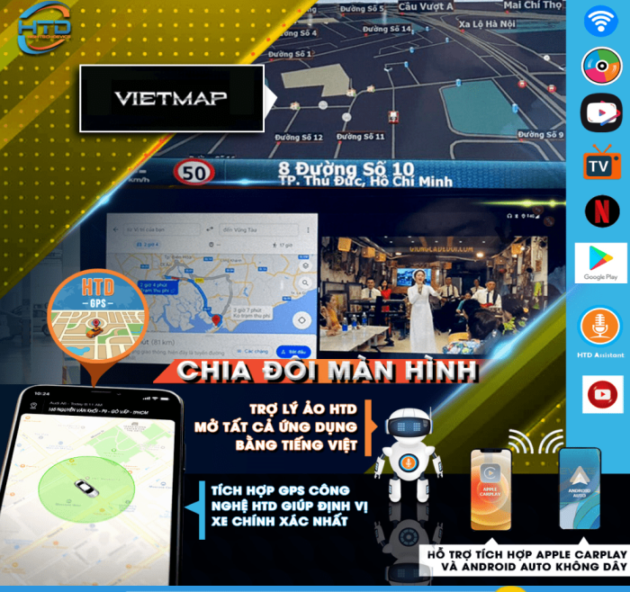 HTD D11 new Sử dụng nhiều tính năng trên màn hình nguyên bản 