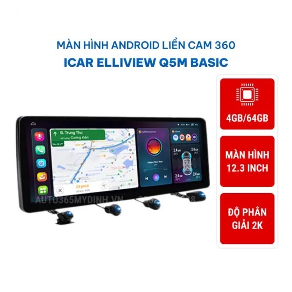 màn hình android liền cam 360 icar elliview q5
