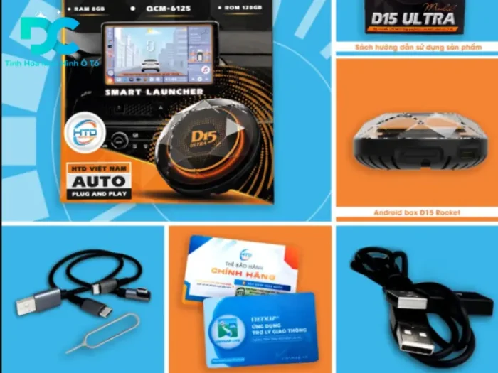 Bộ sản phẩm Android Box ô tô HTD D15 Ultra 