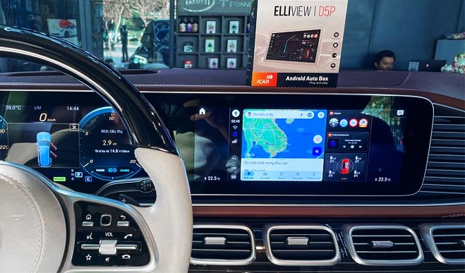 Android box ICAR Elliview D5 hoàn thiện trên ô tô với giao diện sang trọng