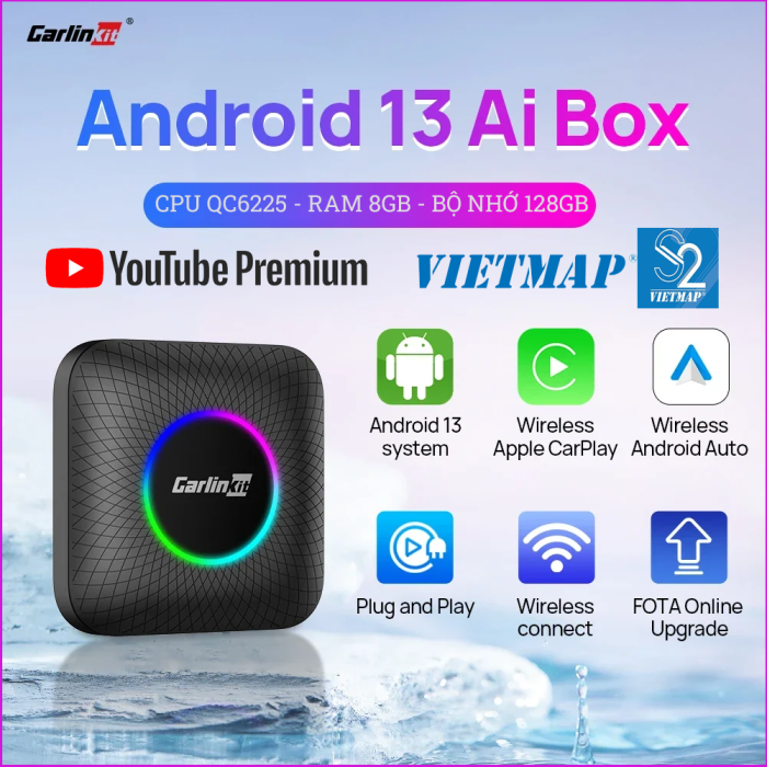 CARLINKIT Android Box TBOX AMBIENT LED QC-6225 Ram 8GB Rom 128GB