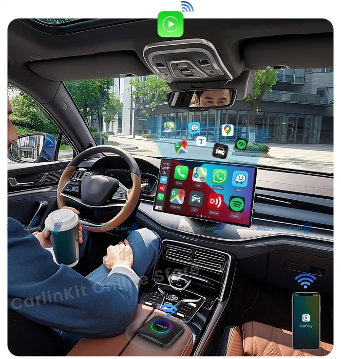 CARLINKIT Android Box TBOX AMBIENT LED QC-6225 lắp lên ô tô