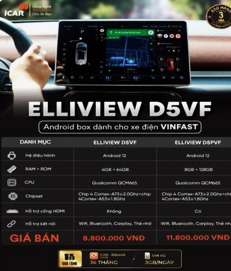 Cấu hình Android box ô tô ICAR Elliview D5VF
