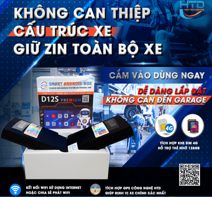Android Box ô tô HTD D12 Premium