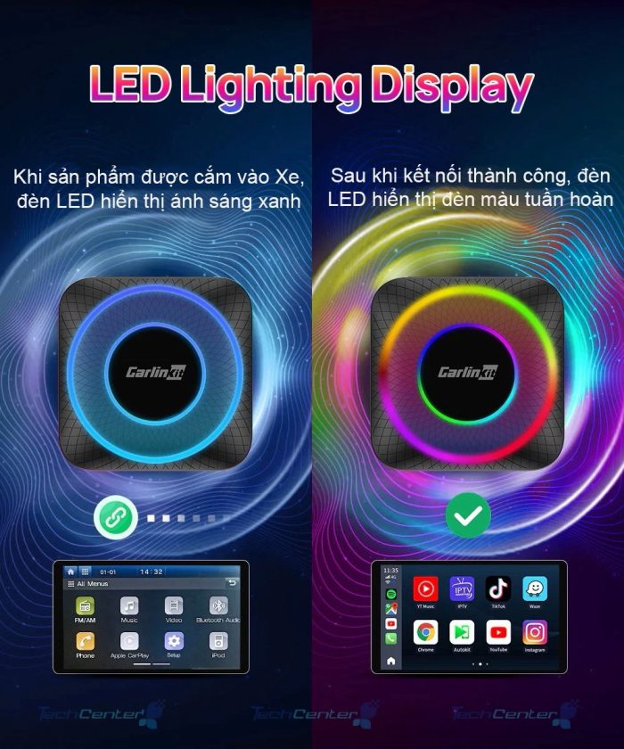  Carlinkit TBOX AMBIENT LED 8GB QC-6225 tích hợp đèn led siêu xịn
